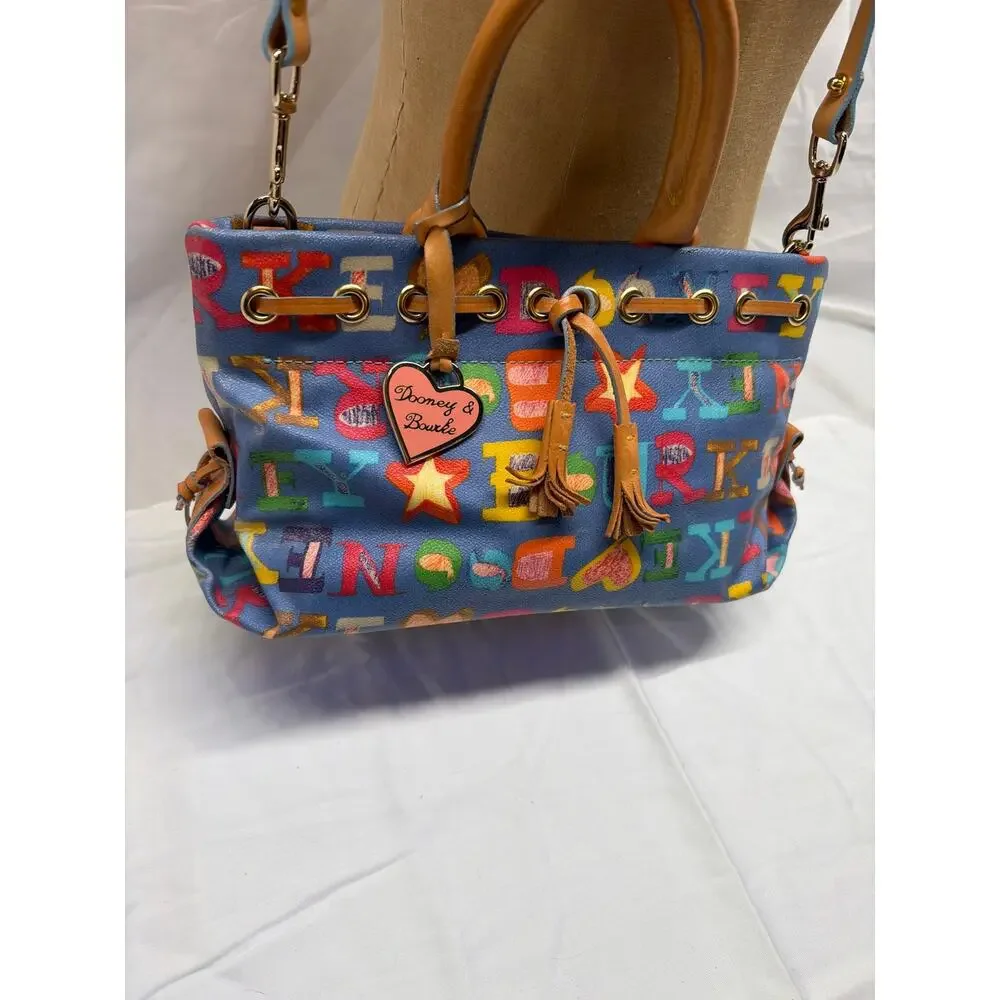 Dooney & Bourke Alphabet Handbag – Canvas & Leather Trim – Heart Tag – Vintage
